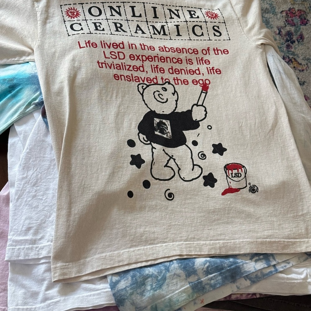 White Short Sleeve Tee with Cartoon Graphic